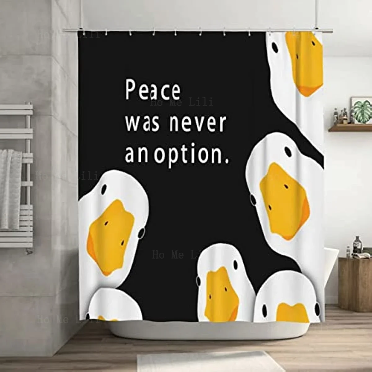 Cartoon Koda Duck Bear Reading Newspaper On Bathtub The Cat Is Swimming Fun Animal Humorous Shower Curtains