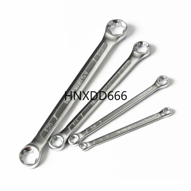 

4Pcs Star Double-ended Hexagon Socket E-Torx Box Ring Wrench Set Spanner E-type Tools E6-E24