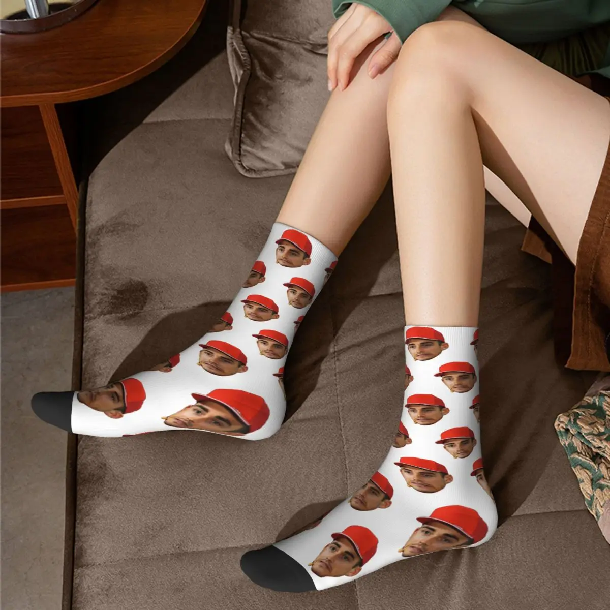 Cool Charles Leclerc Face Soccer Socks Polyester Middle Tube Socks for Women Men