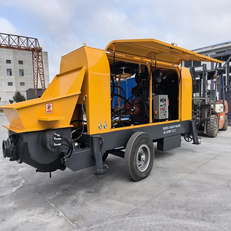 Fabricação nova bomba de concreto de potência de motor elétrico/diesel 90m3 com tubos de entrega de 100 metros bomba poderosa de boa qualidade