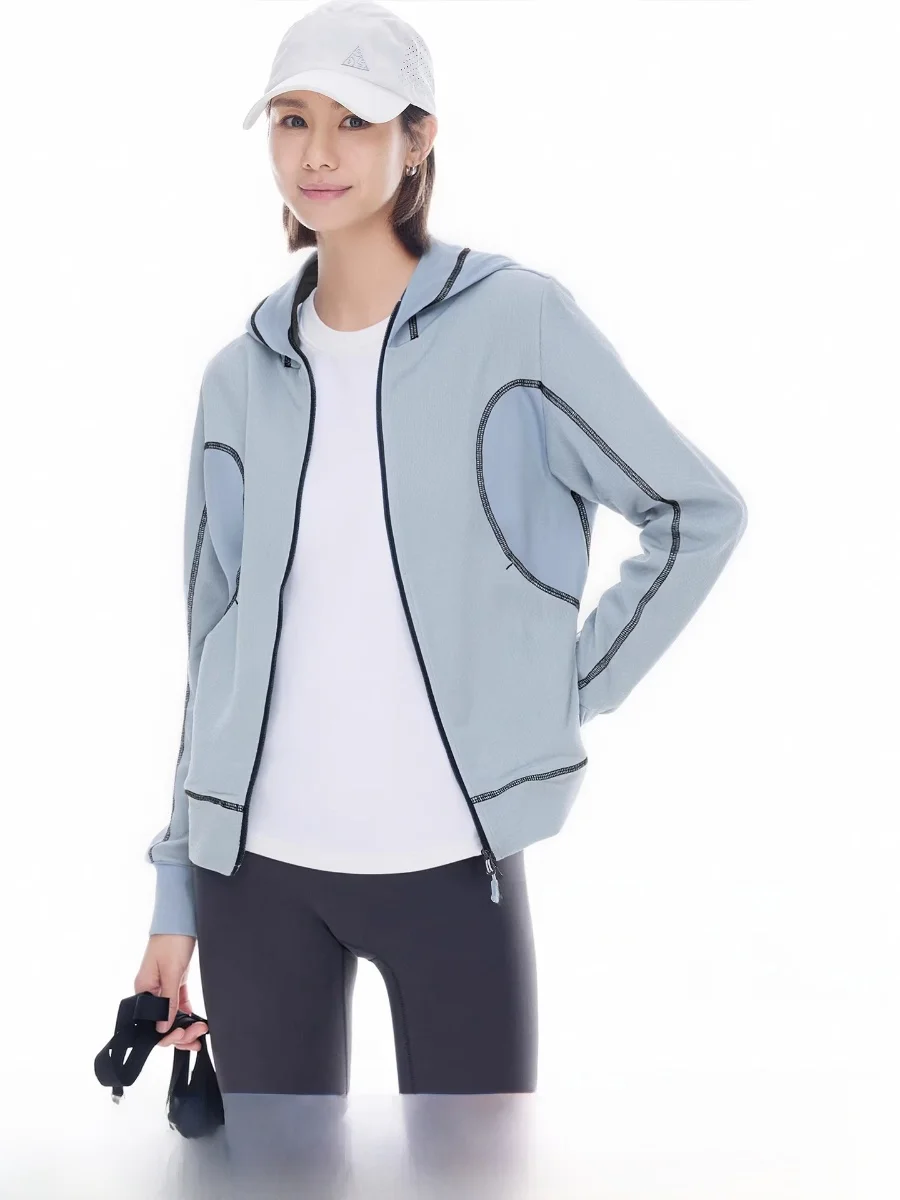 

Cloud Life Self-Esteem Jacket Lightweight Texture Splice Shoulder Hat Women's Short Cardigan Casual Style Standard Fit Polyes...