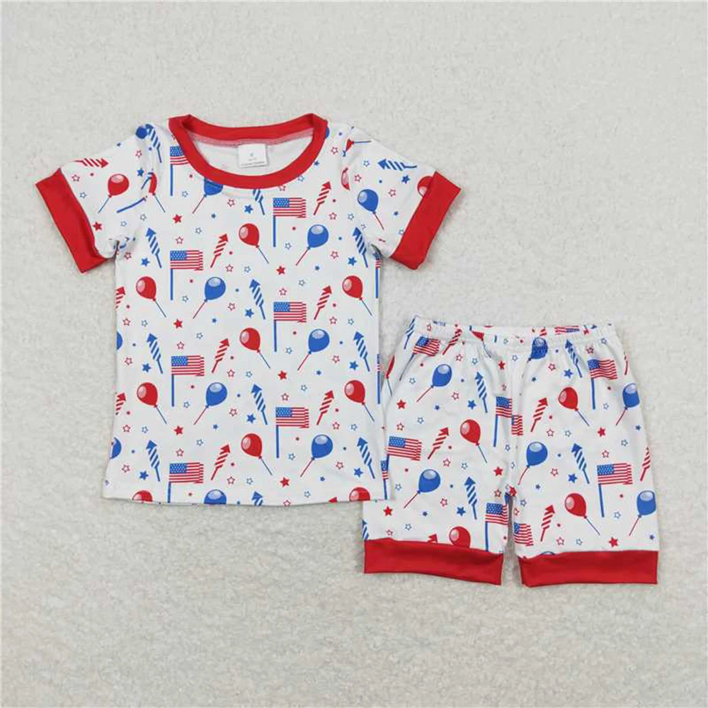 Baby Boys 4th Of July Flags Balloons Shirt Top Shorts Outfits Clothes Sets