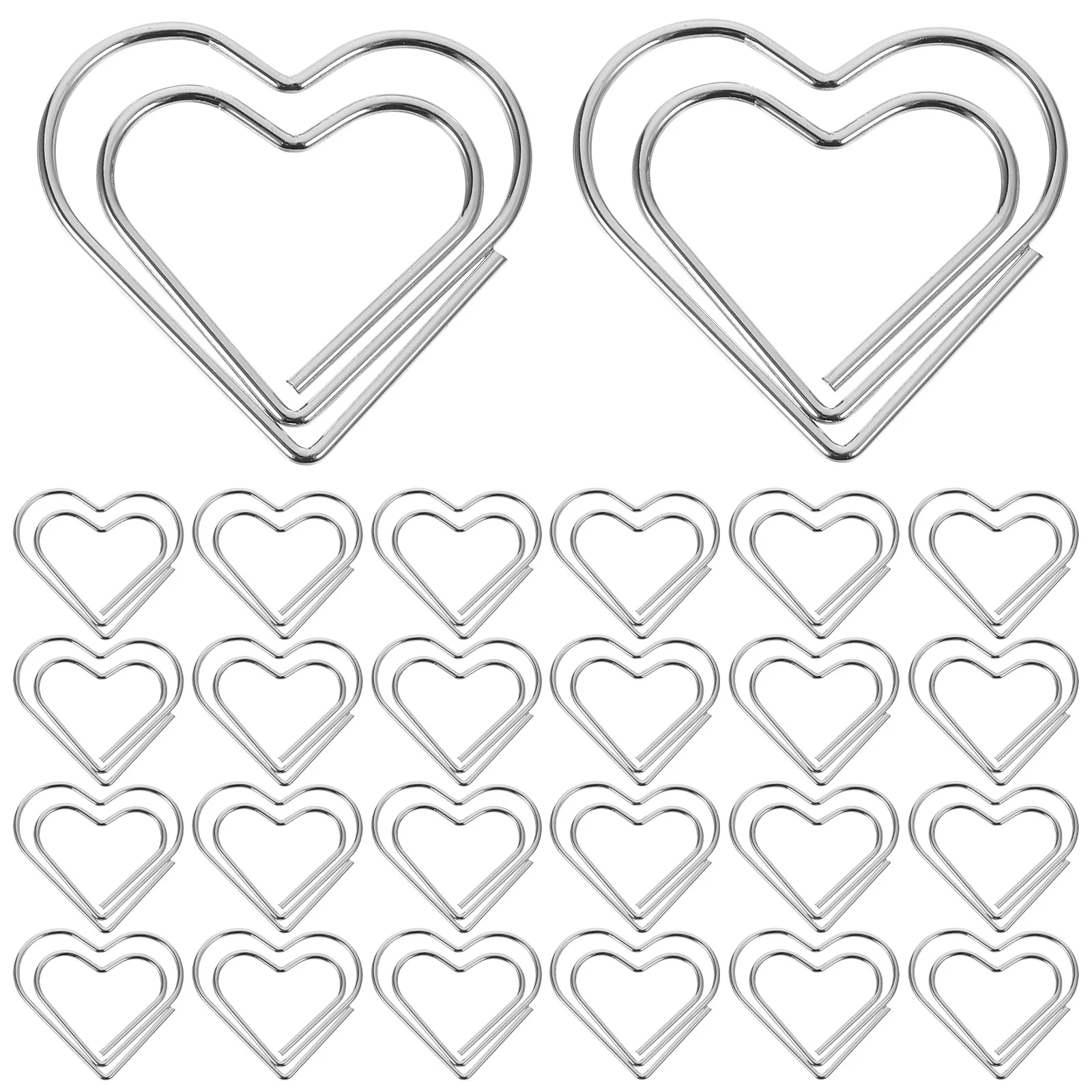 100 Pcs Paper Clip Heart Paperclips Tiny Modeling Decorative Love Card Cute Office Document