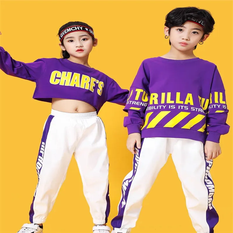 Mädchen Hip Hop Crop Top Kleidung setzt Kinder Sweatshirt Jogger Kind Streetwear Street Dance Hose Outfits Teen Jazz Bühne Kostüme