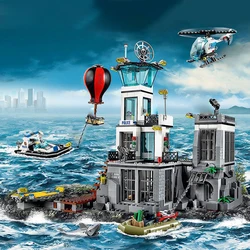 City Series Sea Prison Island Building Ship Helicopter Model Creative Building Blocks Toy Children's Assembly Toy For kids Gifts