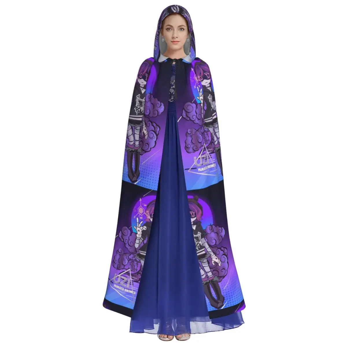 Murder Drones N And Uzi Doorman Long Hooded Cloak Witch Medieval Costume Cosplay Cape HalloweenVampire Adult Unisex - view 4