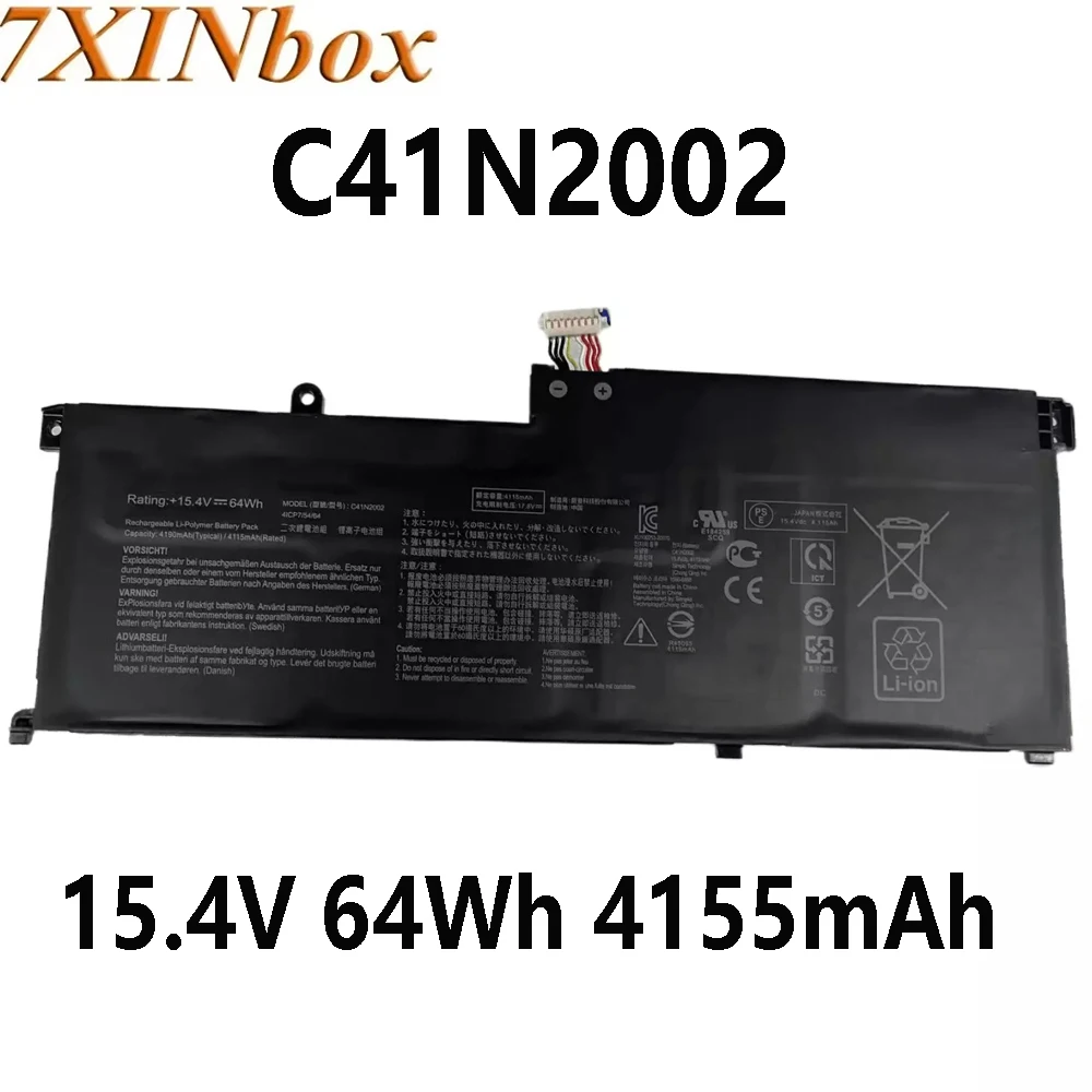 7XINbox C41N2002 15.4V 64Wh 4155mAh Laptop Battery for ASUS ZenBook Pro 15 UX535 UX535L UX535LH UX535LI 0B200-03770100 Series