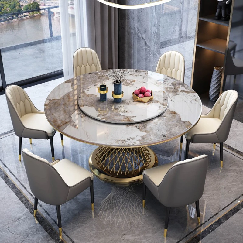 

Round Vanity Dining Tables Luxury Coffee Conference Makeup Center Tables Modern White Juegos De Comedor Hotel Furnitures