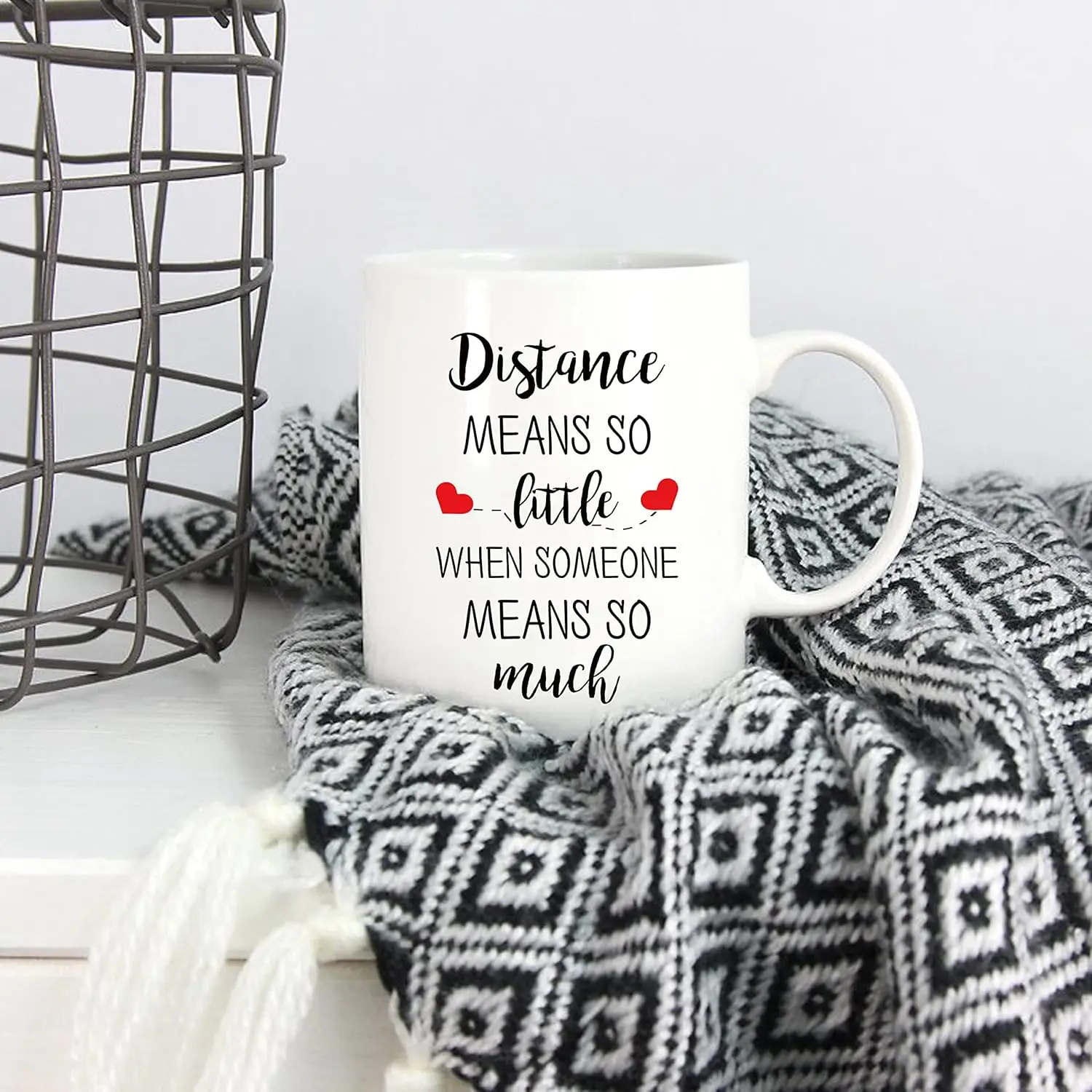 Distance Relationship Christmas Gifts for Long Distance Couples, Distance Means So Little  So Much Cups 11 Oz