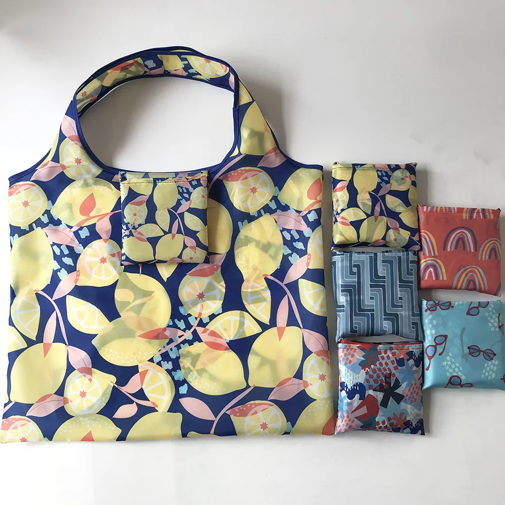 Wholesale Heave Duty Foldable Square Bag Recycled Durable Polyester Shopper Bag Large Capacity Reusable Portable Storage Bag