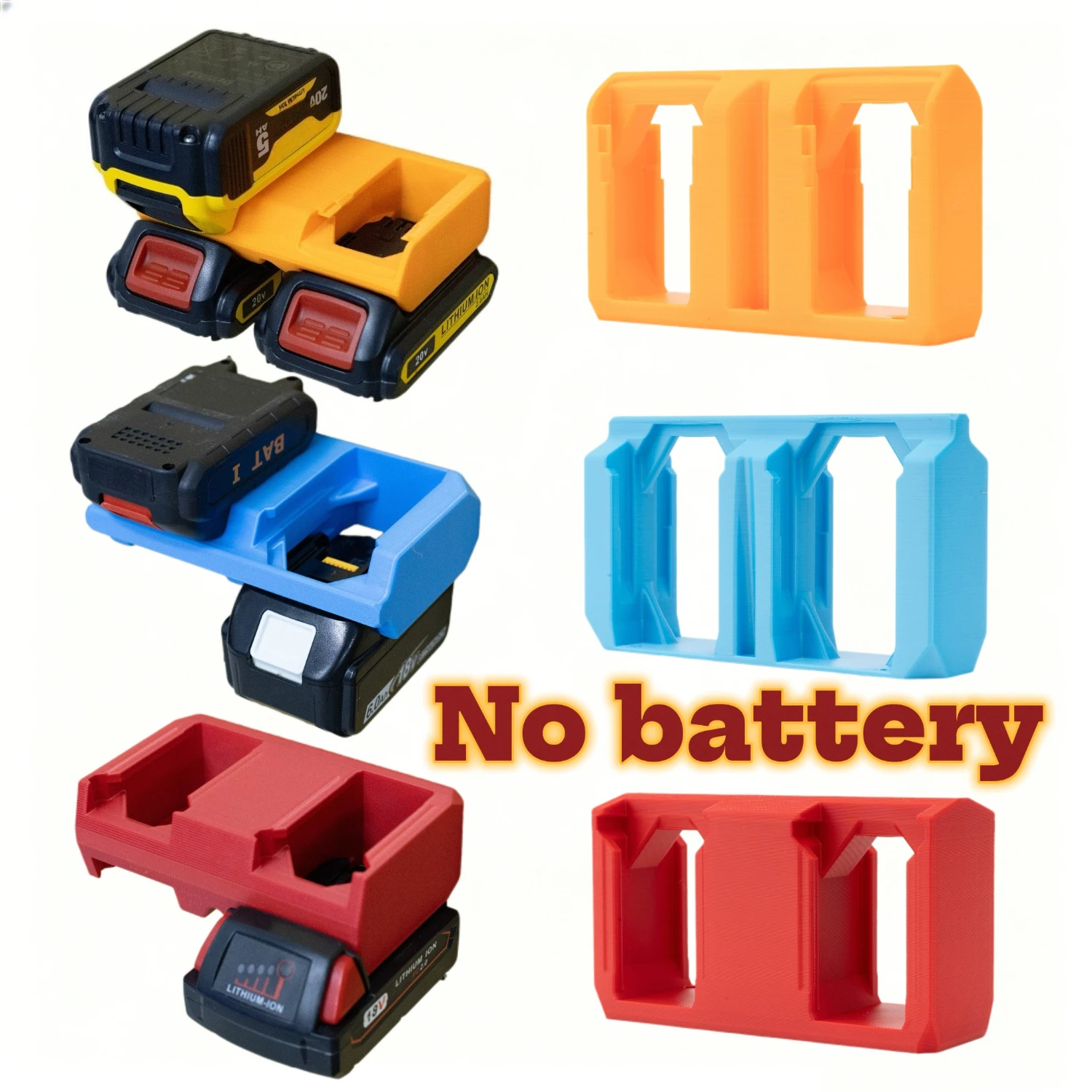 4 Battery Storage Rack Suitable for DeWALT/Makita/Milwaukee 18/20 Lithium Battery Power Tool Storage Fixed Base No Battery