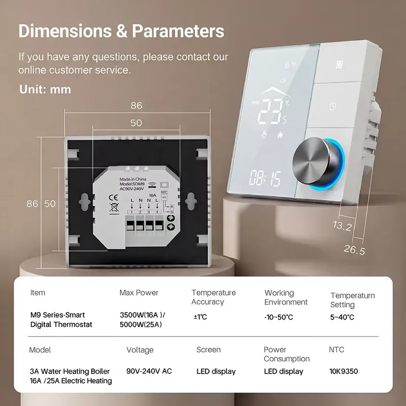 Smart Life APP Remote Control WiFi Smart Thermostat with Knob Switch for Water Heating Boiler Electric Floor Heating