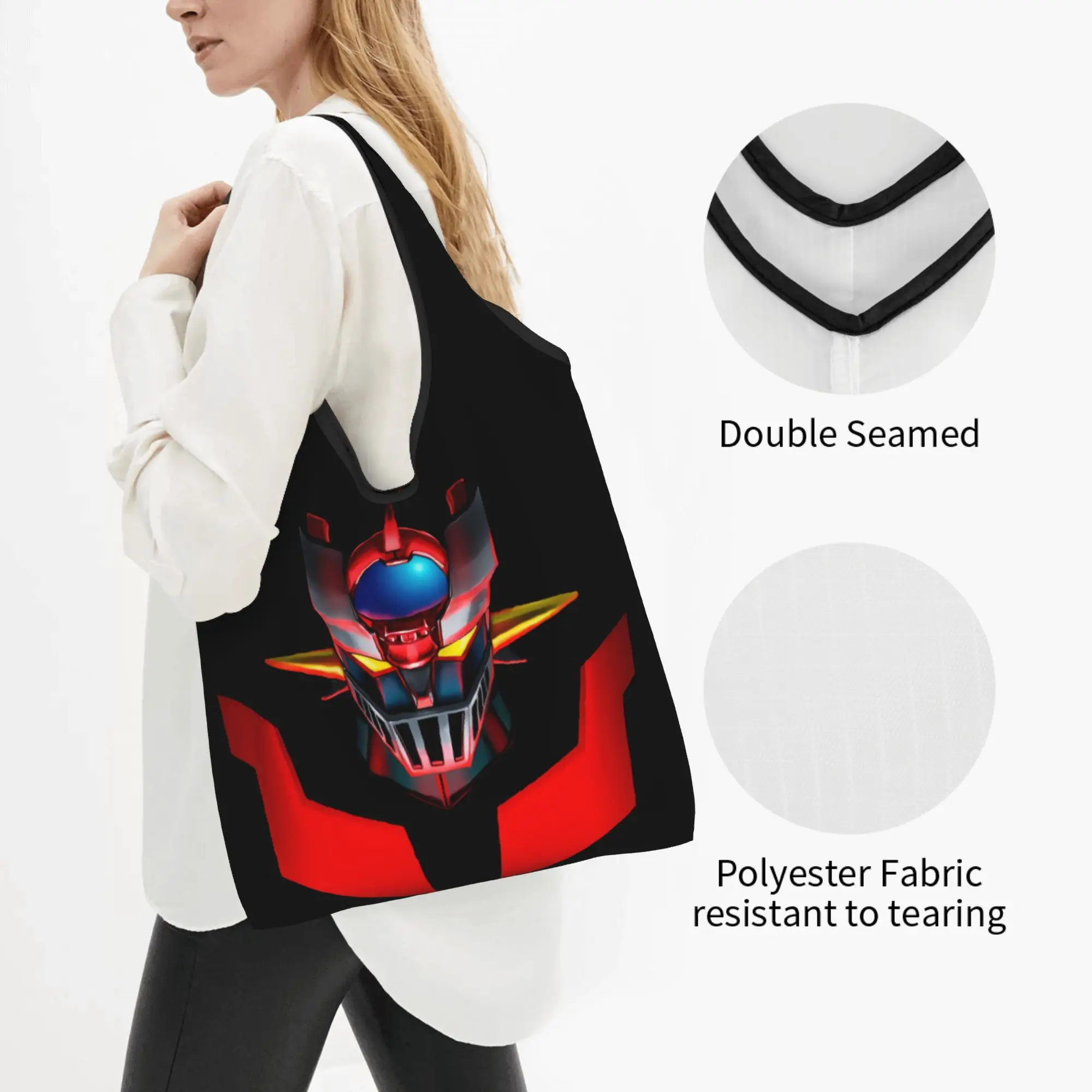 Comic G-Grendizeres Manga Grocery Shopping Tote Bag Women Custom  Shopper Shoulder Bag Large Capacity Handbag