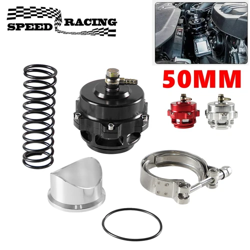 Válvula de soplado Turbo Universal 50mm BOV con soldadura en brida de banda en V de aluminio resortes 6PSI + 18PSI
