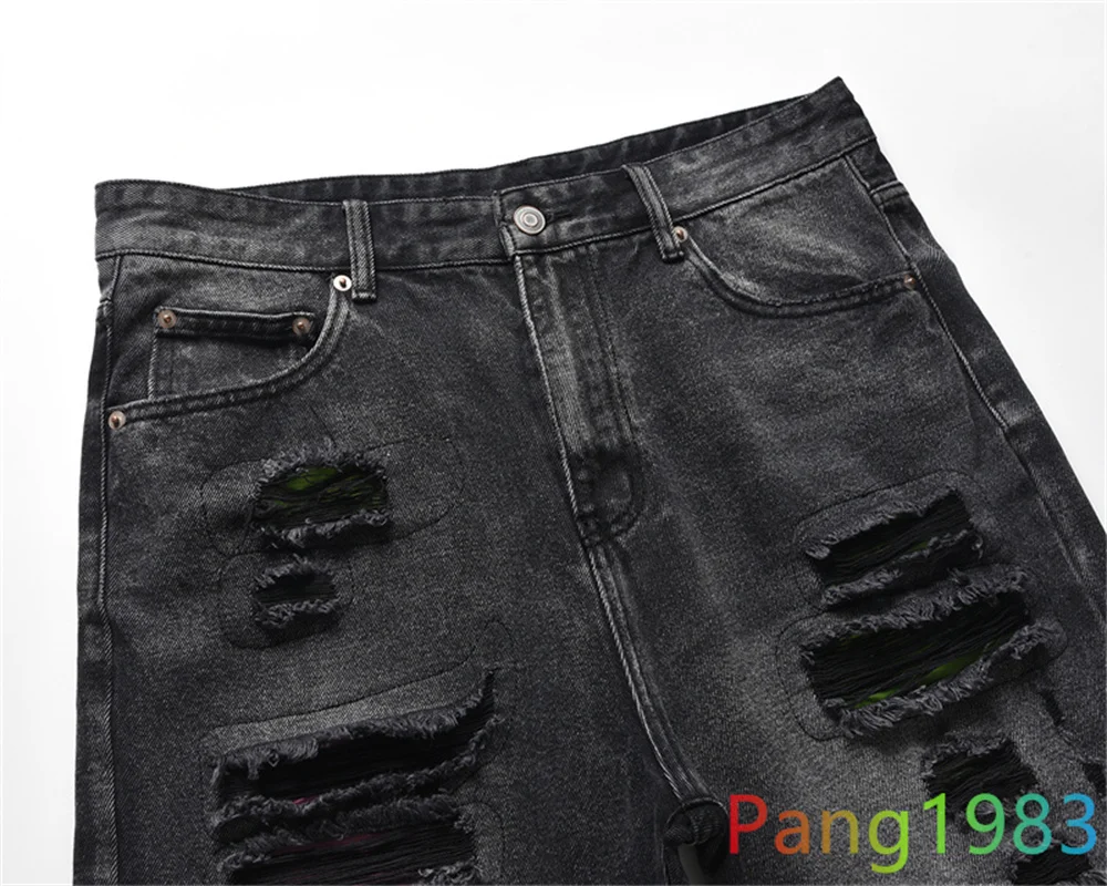 Weary Trendy Street Denim Shorts Men Women Heavy Industry Contrasting Colors Damaging Denim Shorts