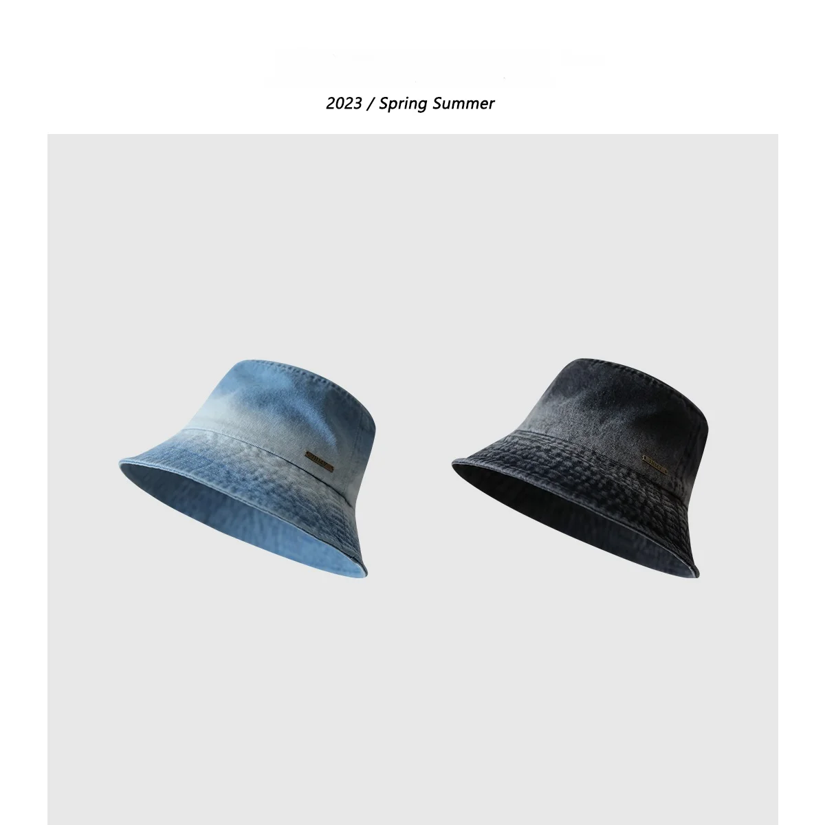 Men's and Women's Spring and Summer High-quality Fashion Gradient Color Versatile Denim Bucket Hat Wide Brim Basin Hat