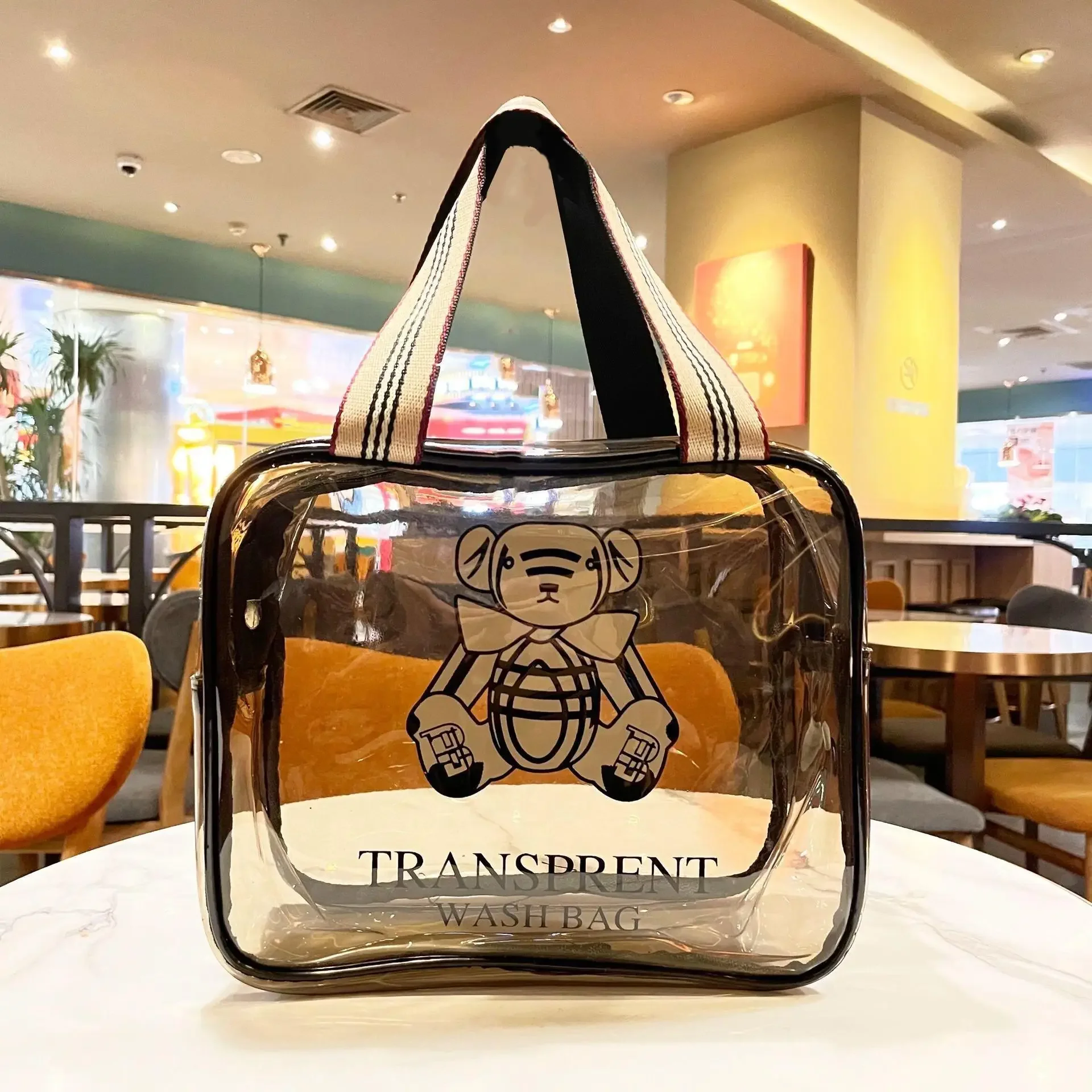 Transparent Rectangular Bear Handbag Large Capacity Anti-washing Bath Bag Fashionable Fitness Swimming Bag Manufacturer