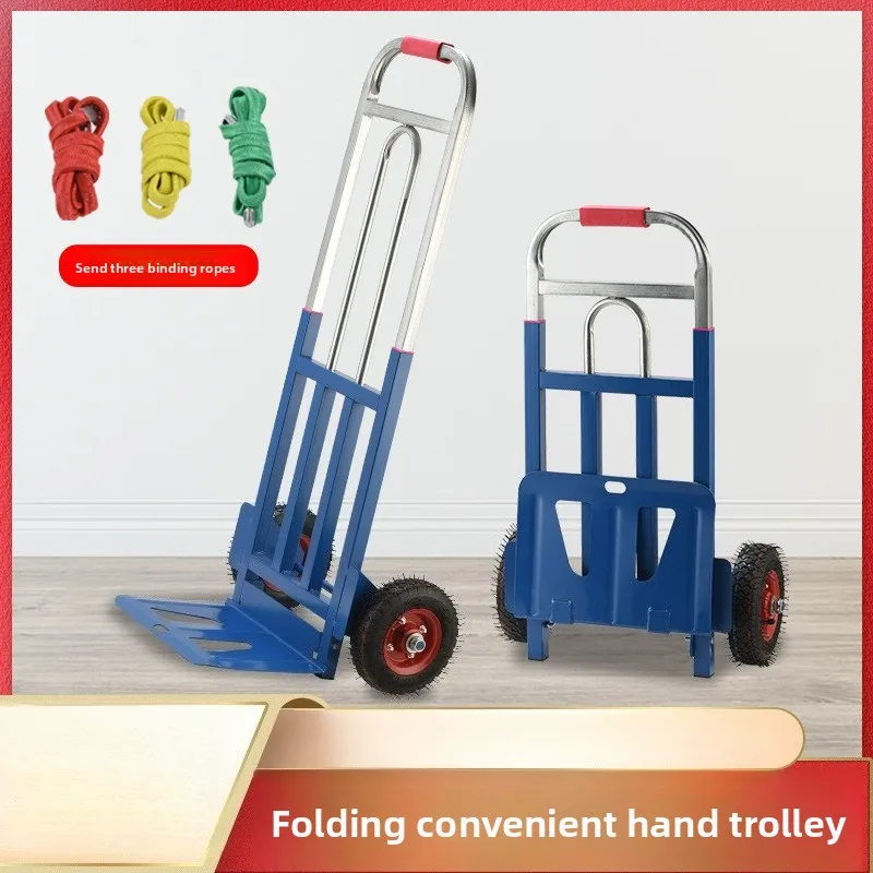 Versatile Heavy Duty Hand Truck Trolley Shopping Cart Luggage Carrier Cargo Cart Household Small Cart Transporting Trailer