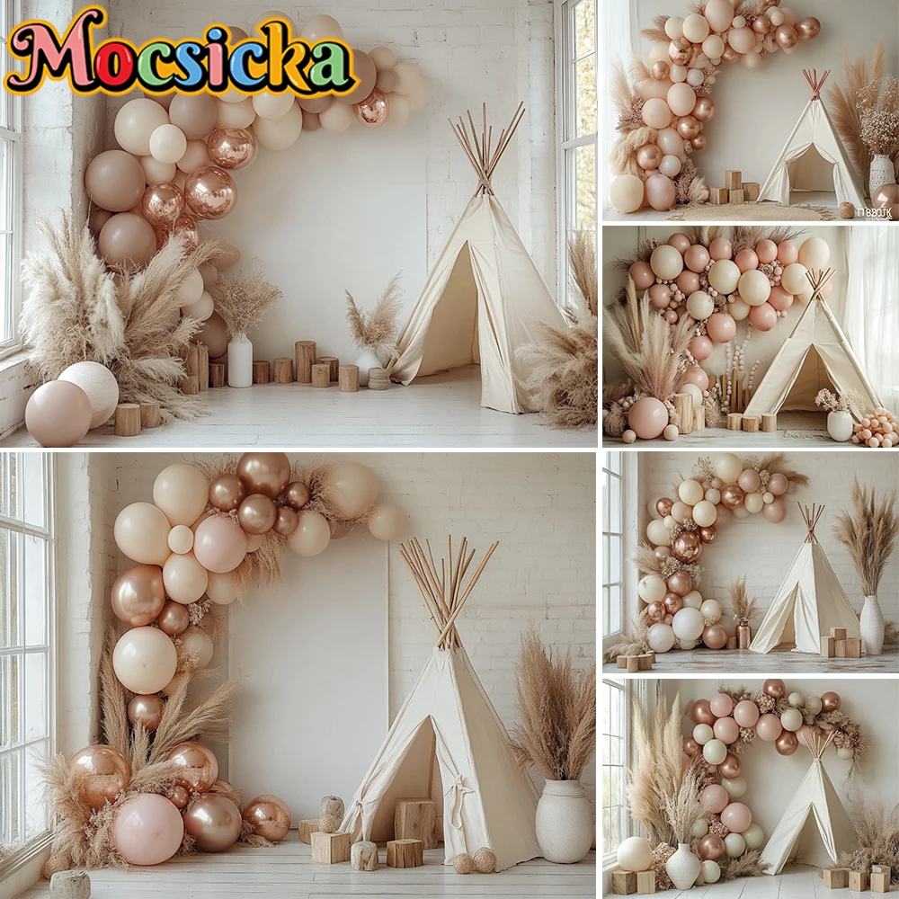 Mocsicka Photography Background Boho Floral Blanket Decoration Backdrop Baby Shower Cake Smash Portrait Photobooth Studio Props