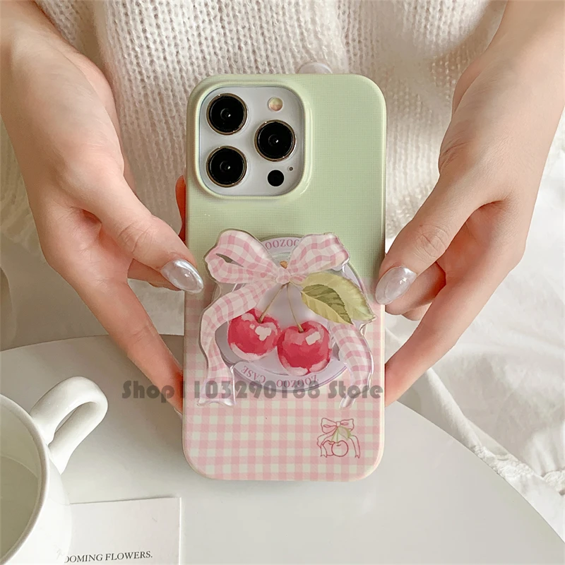 الكورية لطيف Bowknot حامل مغناطيسي قبضة الهاتف Tok Griptok حامل هاتف حامل هاتف دعم آيفون 16 الوسادة Magsafe الذكية توك