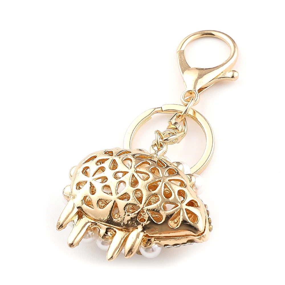 White Black Imitation Pearls Rhinestones Aries Sheep Key Chain for Women Alloy Gold Color Crystals Bag Charms Key Ring Jewelry