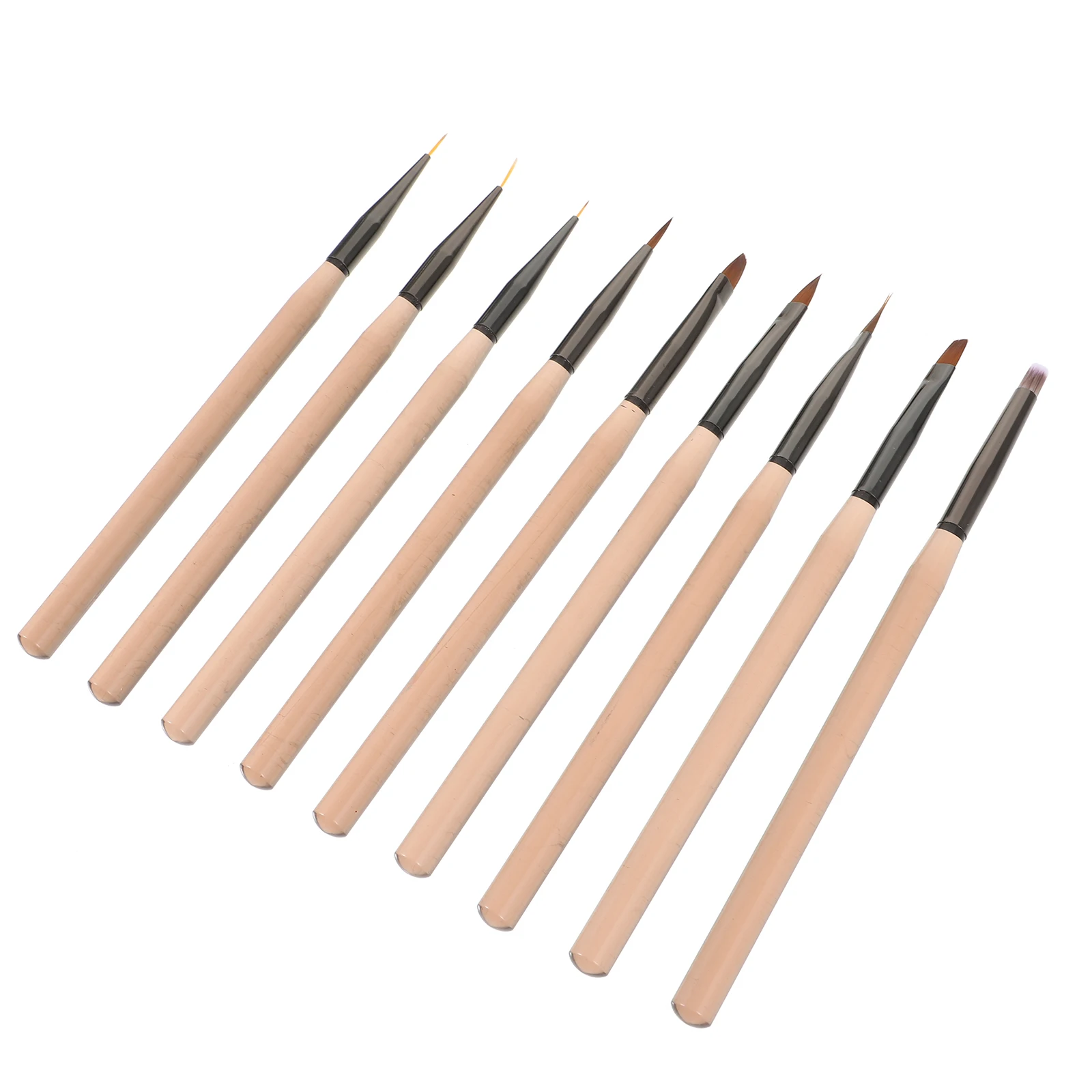 

9Pcs Nail Art Brush Set Amber Color Japanese Style Liner Pens Gel Polish Nail Drawing Tools for Women Manicure Supplies