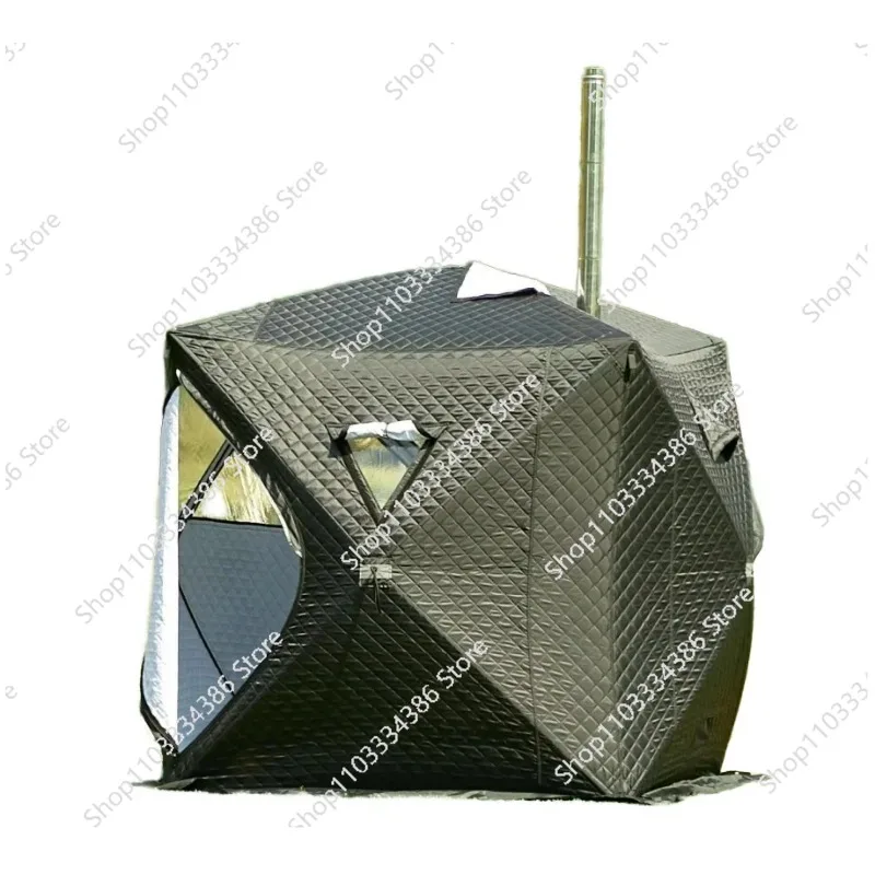 Winter Outdoor Pop Up Windproof Thickened Cold Resistant Sauna Room Portable Square Large Ice Fishing House Tent