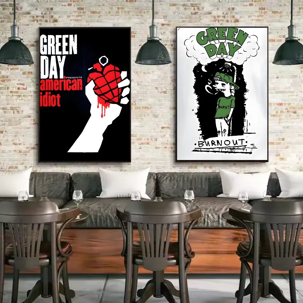 ملصق عتيق لليوم الأخضر لفرقة الروك ملصق ريترو قماش جمالي ومطبوعات صورة فنية جدارية لتزيين غرفة المعيشة