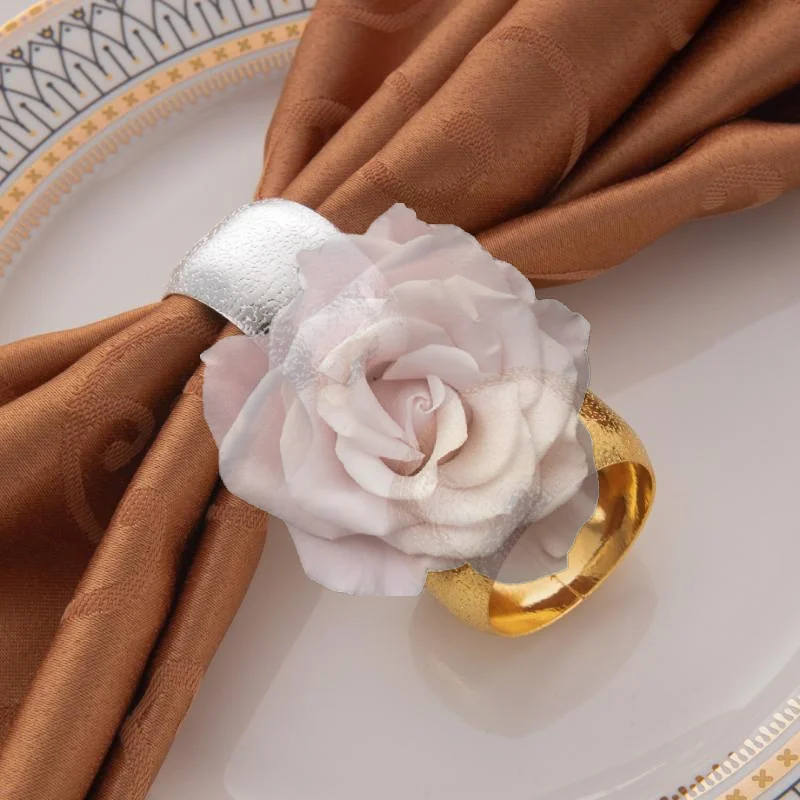Popular Reusable Metal Napkin Rings Hammer Pattern Dinner Napkin Holders For Wedding Dining Table Decor