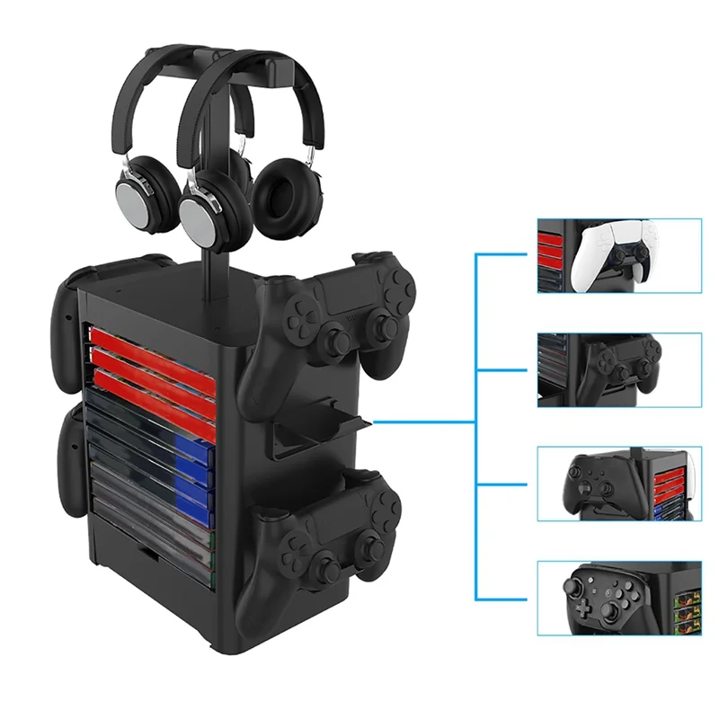 ABMF-Multi-Functional Game Stand For Nintendo Switch PS5 / PS4 CD Disc Headphone Stand Storage Rack For  Series