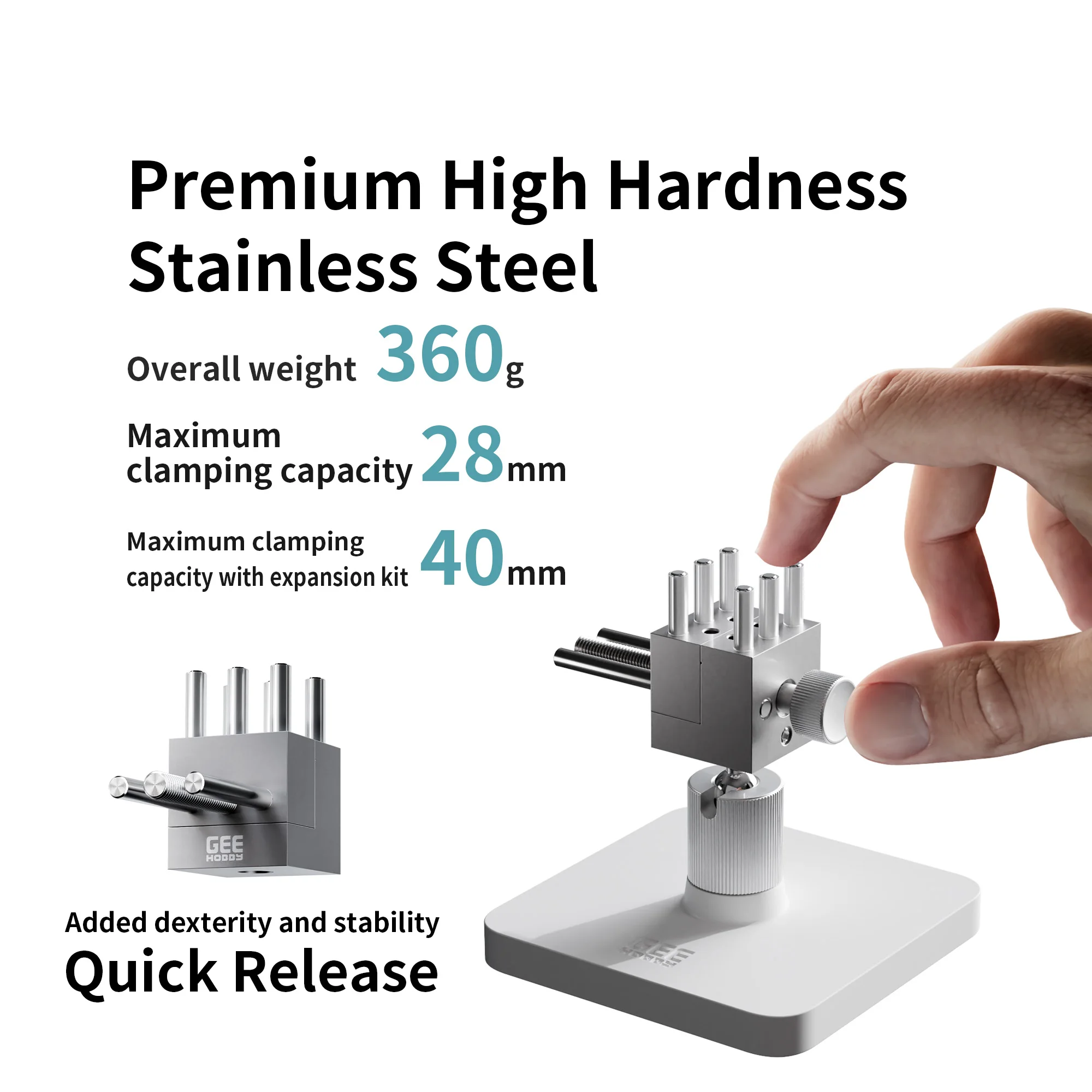 

Geehobby GH-TV Stainless Steel Hobby Vise HHSS Max Clamp 28mm Quick Release Dual Knob for Model Making Hobby Crafts New