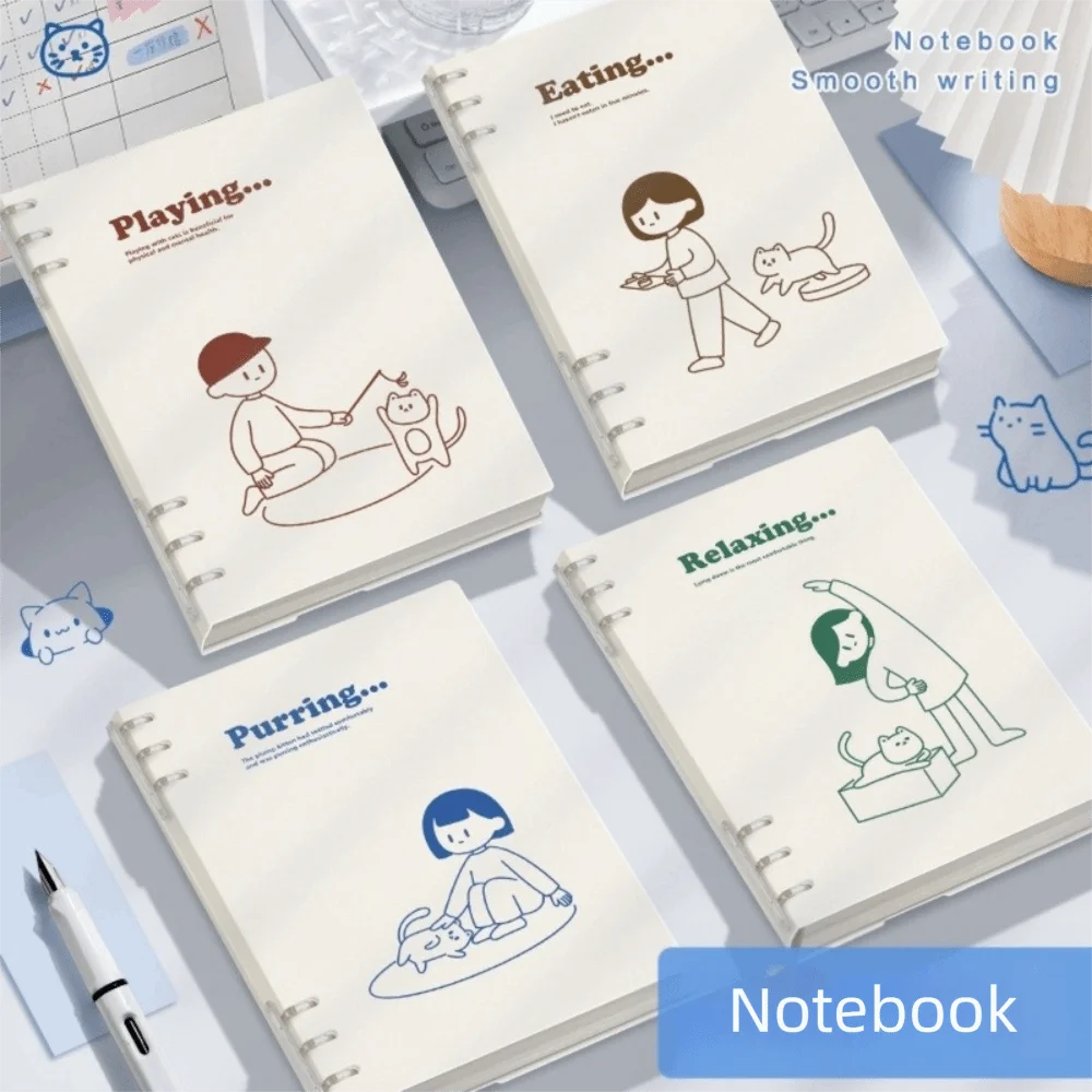 A5/B5 Loose-leaf Notebook Detachable Horizontal Line Binder Notebook 60 Sheets/120 Pages Puppy Note Book