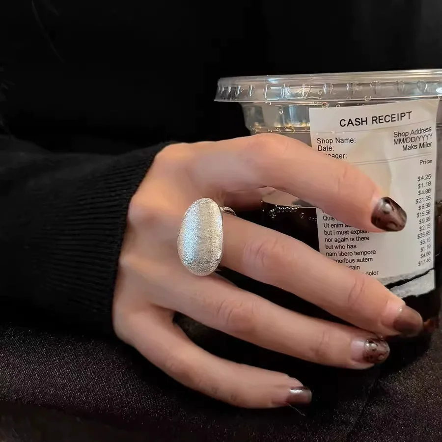 Adjustable Brushed Ball Rings for Women - Punk Fashion Jewelry