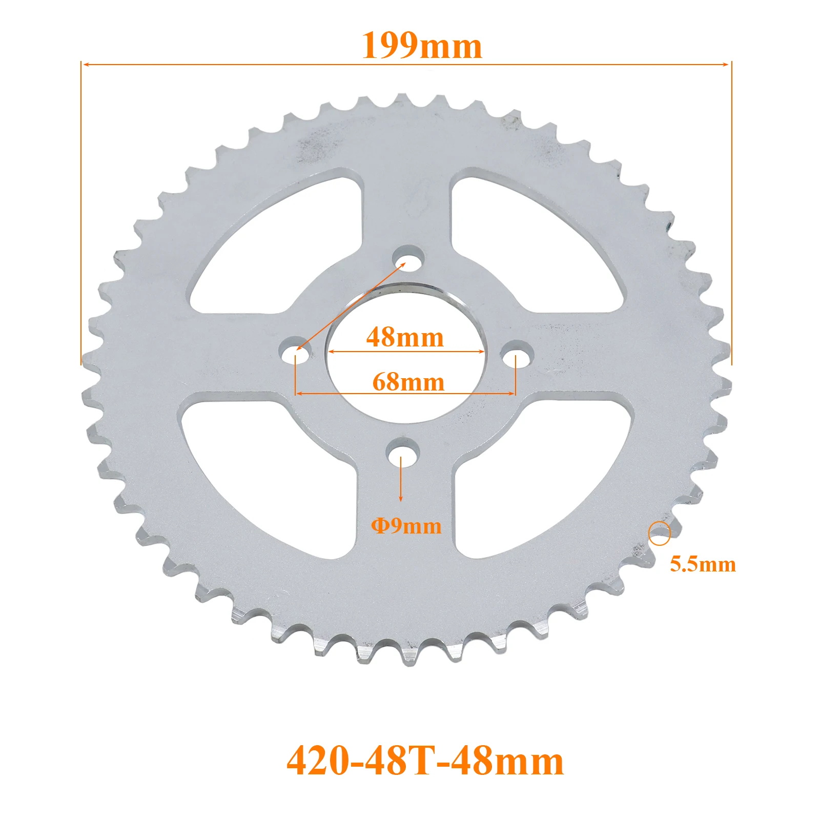 420 48T 48MM motorcycle chain sprocket rear rear sprocket gear suitable for 420 chain 110cc 125cc 140cc mud pit bicycle kart