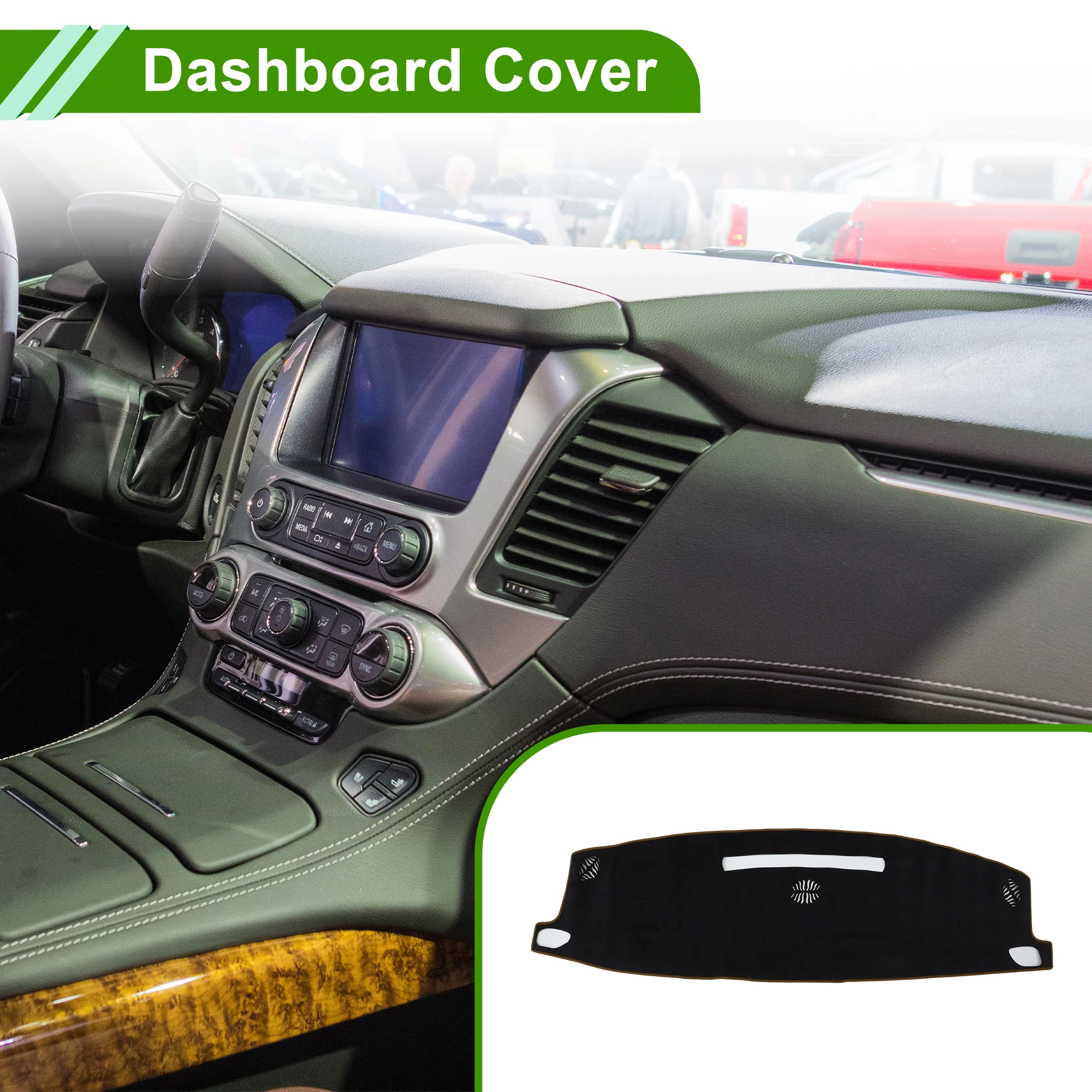 UXCELL Dashboard Cover for Chevrolet Suburban 21-24 without Hud Flannel Black Brown 1Pc