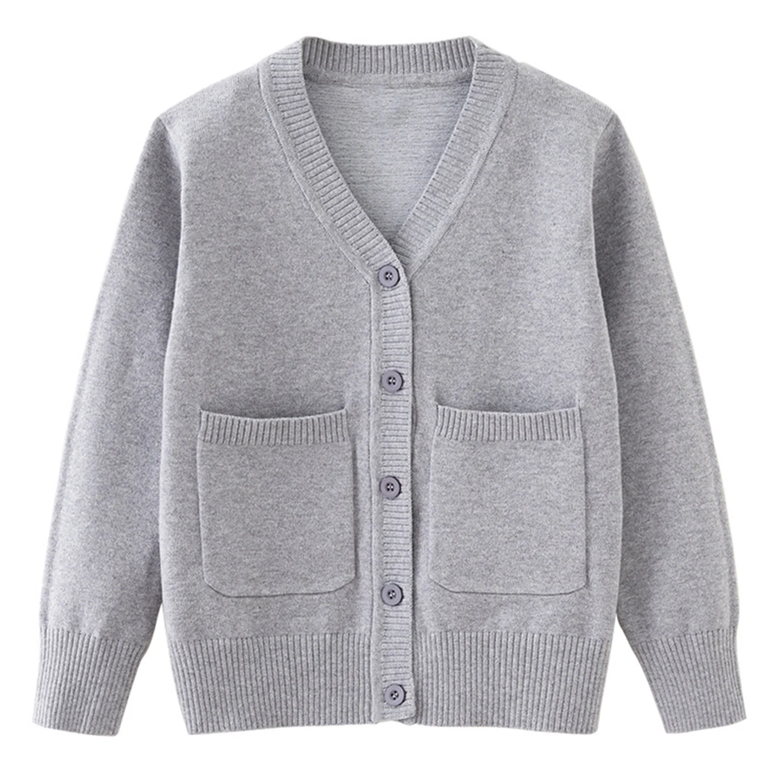 Boys Girls Cardigan Sweater Coat Cotton Spring Autumn Kids Casual Clothing Long Sleeve V Neck Button Down Knit Rib Tops Outwear