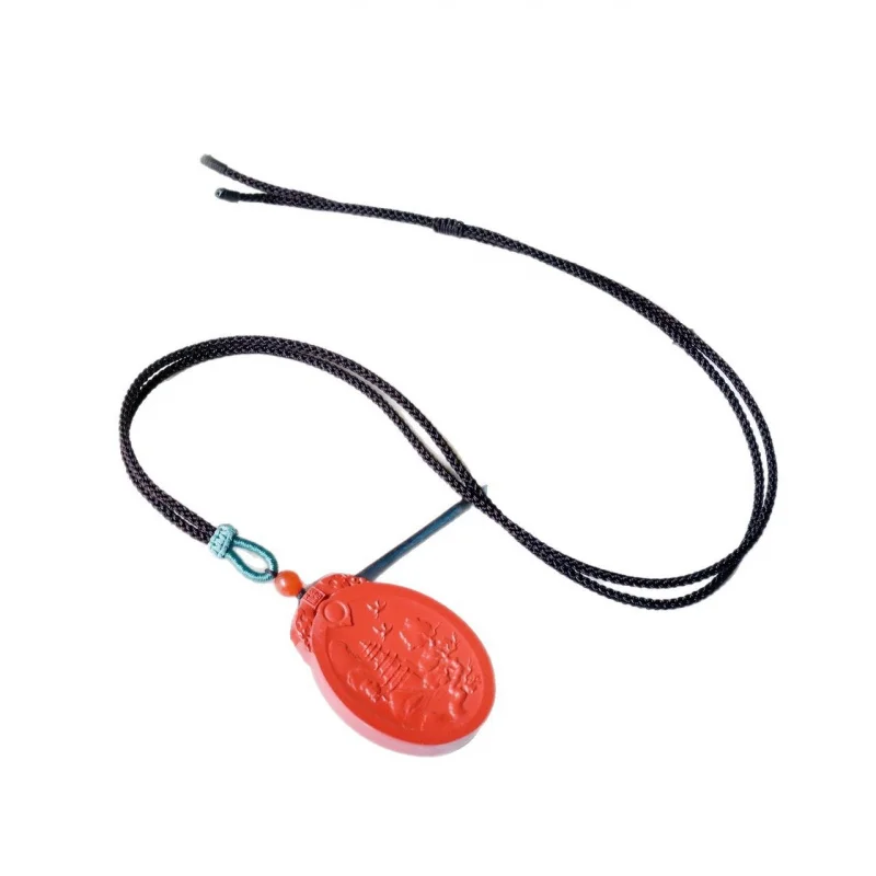 High-content natural red hand-painted landscape pendant with peace