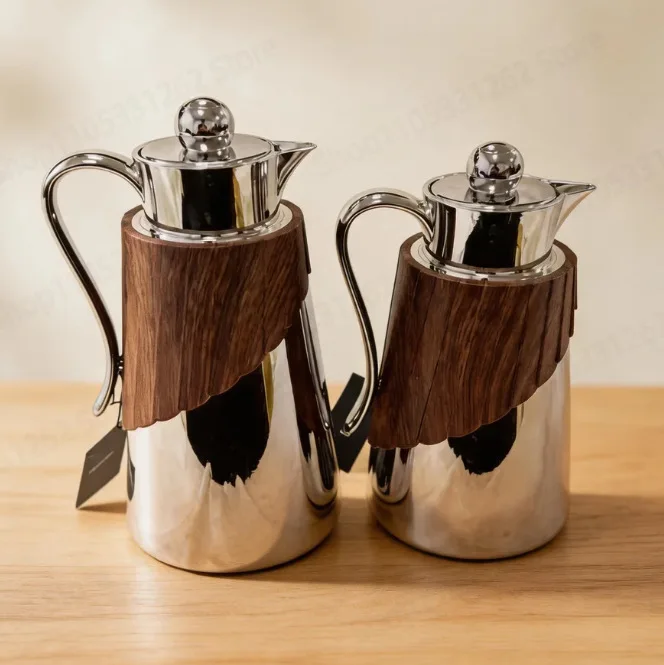 304 Stainless Steel Thermos 2PCS, Retro Luxury Hot Water Carafe for Hotel Buffet, Insulated Pitcher for Kitchen Camping