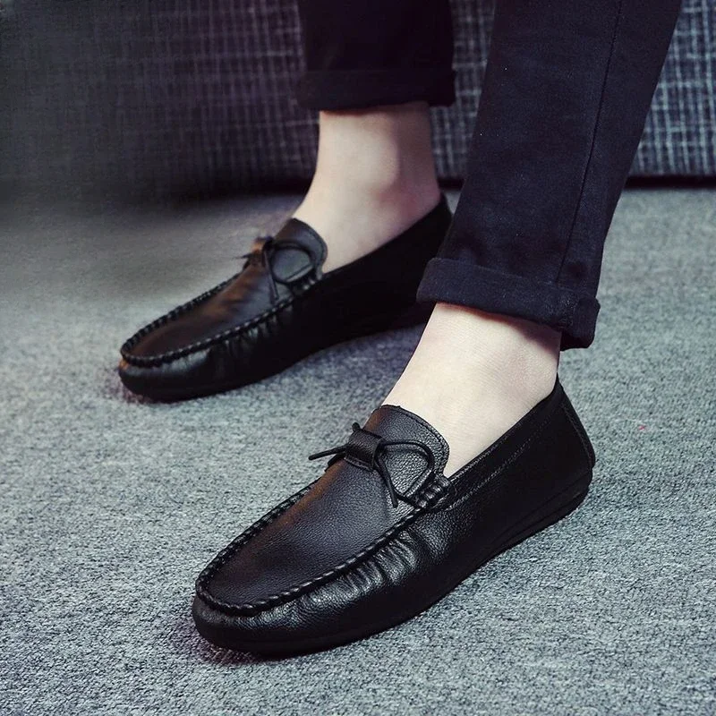 Round Toe Man Casual Shoe Flat Leather Shoes for Men Non Slip and Waterproof In Promotion Luxury Sale Elegant Social 2024 Trend