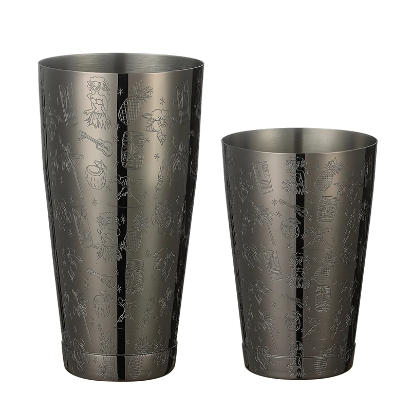 Stainless Steel Boston Shaker Bar Shaker with Different Surface Finish -2 Piece Cocktail Shaker, 15-Ounce and 25-Ounce