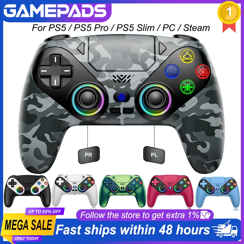 Wireless For PS5 Controller Gaming PS5 Console With Turbo Touchpad Hall Trigger, Vibration Headphone Function Bluetooth Gamepad