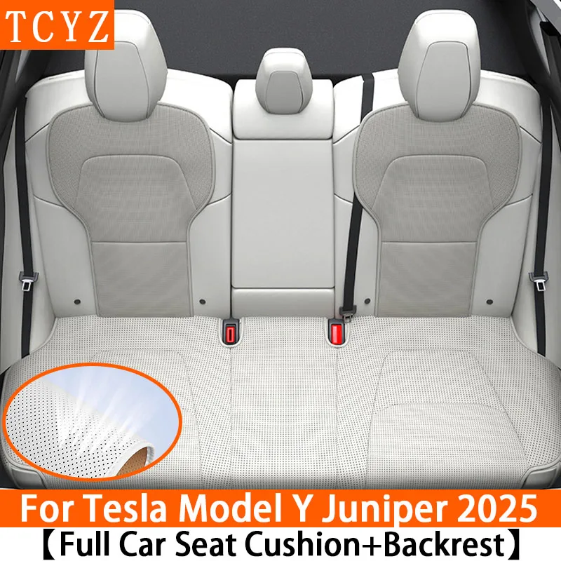 For Tesla Model Y Juniper 2025 2026 Semi-enclosed Seat Cover Front Rear Car Seat Cushion Protector Pad Set All Seasons Cooling