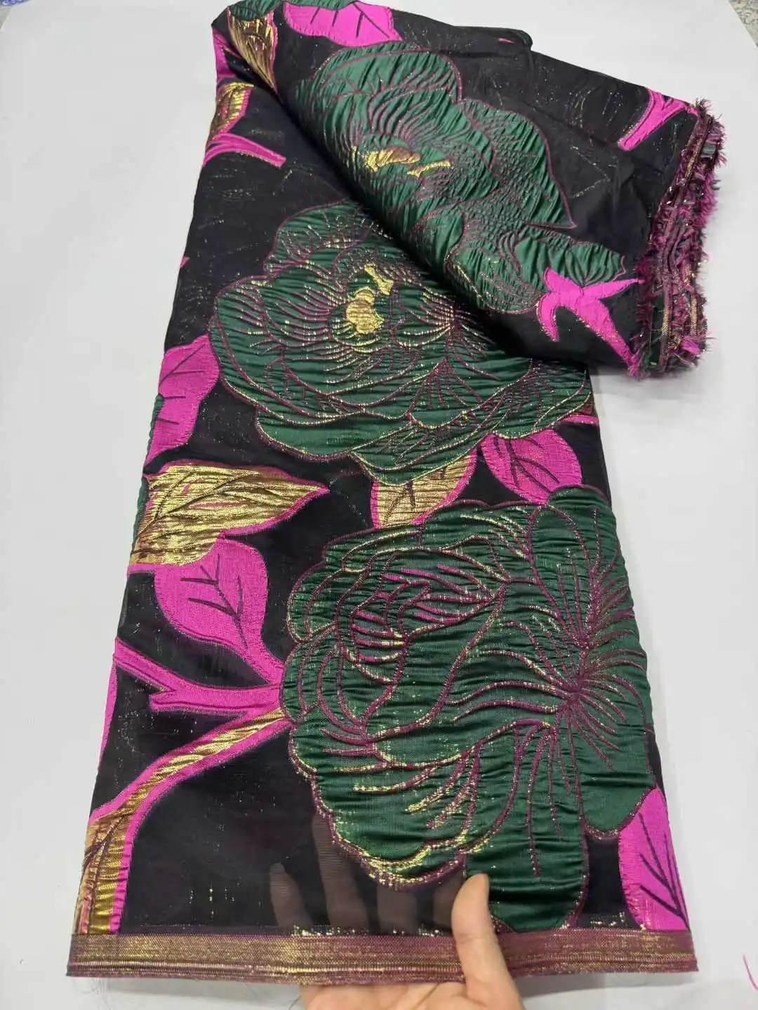 Tela Jacquard africana de encaje 2025, encaje de alta calidad, telas de encaje brocado nigeriano para mujer, costura de boda, 5 yardas