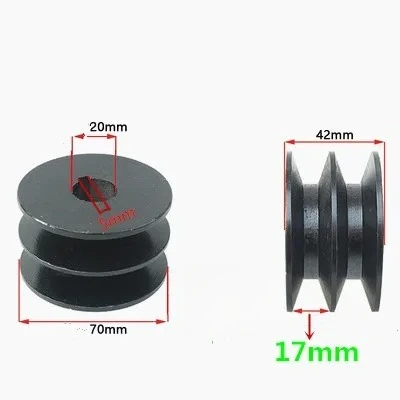70mm fits 168F/170F/GX200  engine spare parts 20mm Dia. Shaft Belt Pulley Wheel with 13mm or 17mm Double Groove dia.