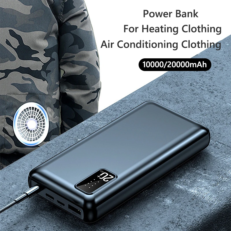 

20000 мАч Power Bank 7,4 В постоянного тока с выходом Портативное зарядное устройство Внешний аккумулятор для жилета с подогревом Power Bank для iPhone 16 Xiaomi
