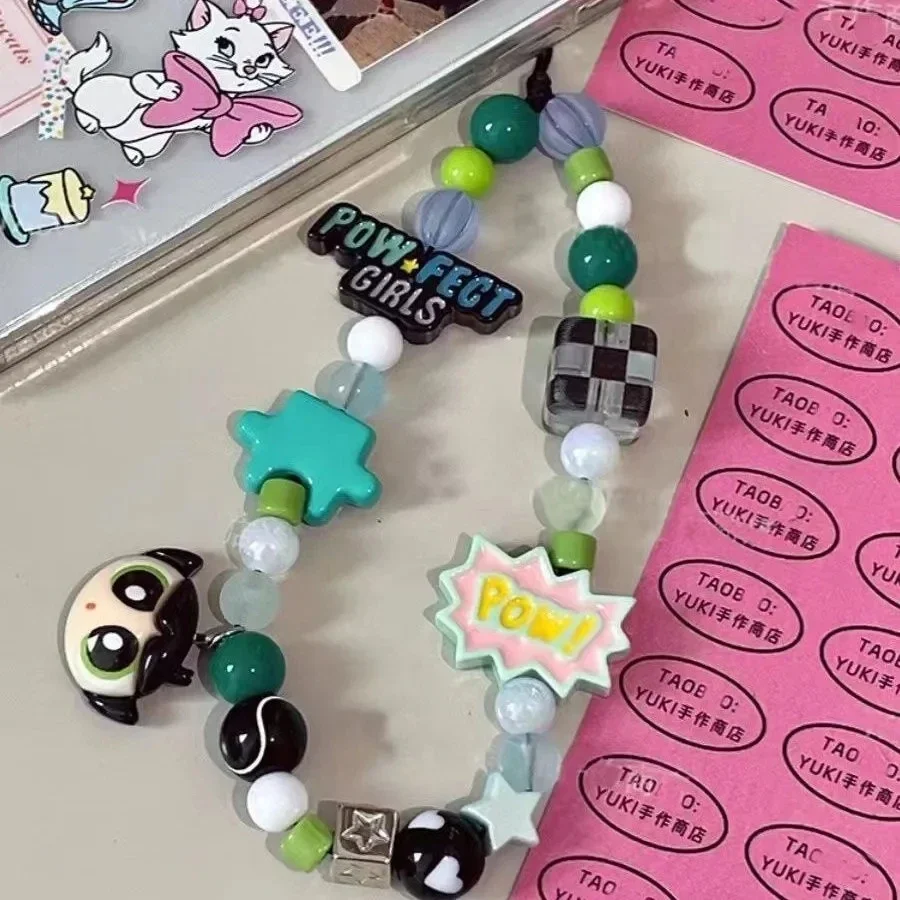 The Powerpuff Girls Cute Cartoon CCD Phone Chain Kawaii Periphery Toy Keychain Pendant Gift