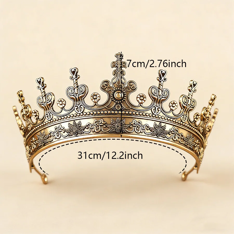Vintage Baroque Bronze Bridal Tiara Crown Luxury Gold Color Metal Queen Crowns Pageant Prom Birthday Party Wedding Accessories view 6