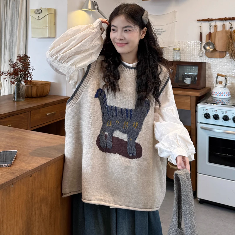 

Женский вязаный жилет-топ свободного кроя, новинка осенне-зимнего сезона, больших размеров, в европейском стиле, удобная нижняя одежда