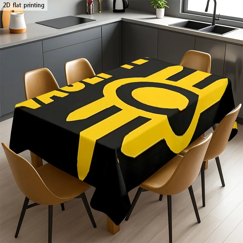 Funny Yellow Graphic Print Tablecloth for Dining Room Party Decor Waterproof Spill Proof Table Cover