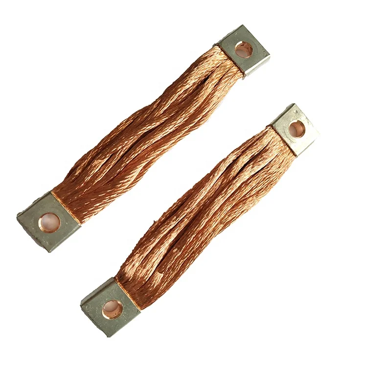 Electrical Grounding Wires Copper Braid Flat With Terminal